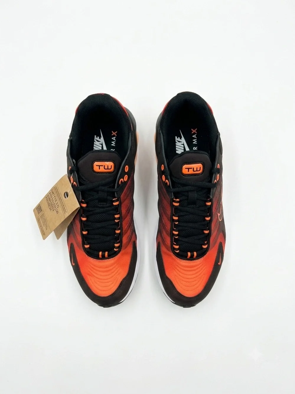 Nike Orange and Black Men's Athletic Sneakers with Visible Air